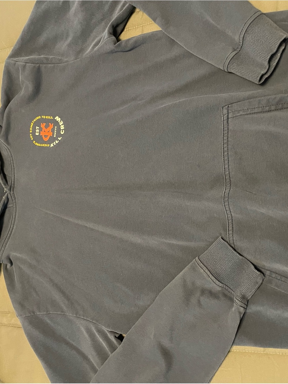 Kill Crew Gray Sweatshirt with Small Yellow & Orange Crest